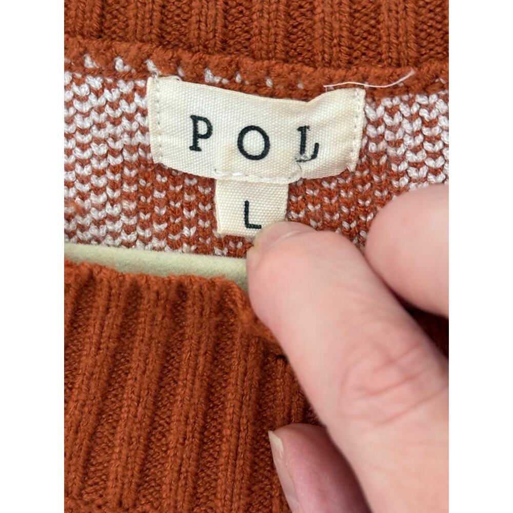 Pol Woman's Daisy‎ Flower Rust Brown Cropped Sweater Large Checkered Raw Hem - Picture 2 of 11